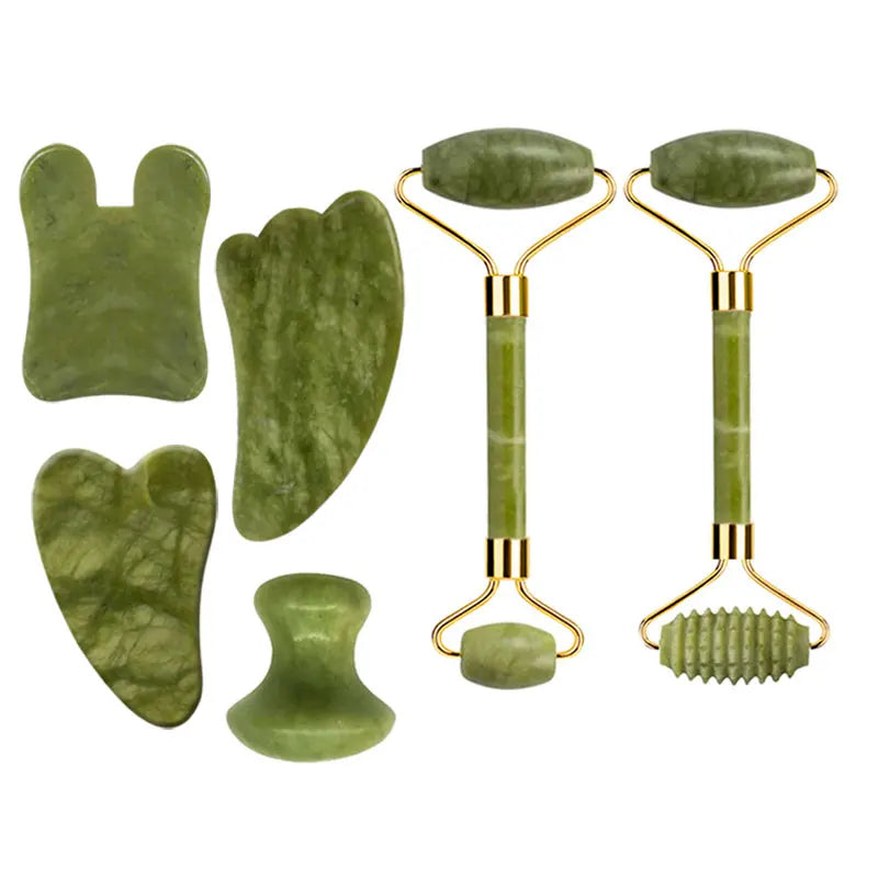 Massageador Facial Gua Sha com Rolo de Jade