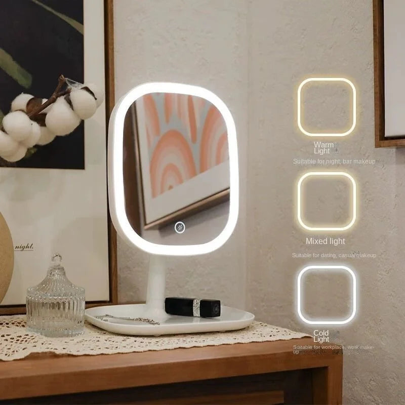 Espelho ajustável de mesa com LED