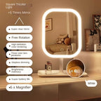 Espelho ajustável de mesa com LED