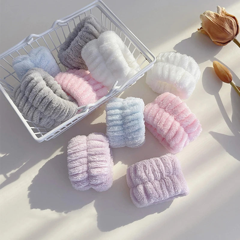 Pulseiras de microfibra macia para skincare
