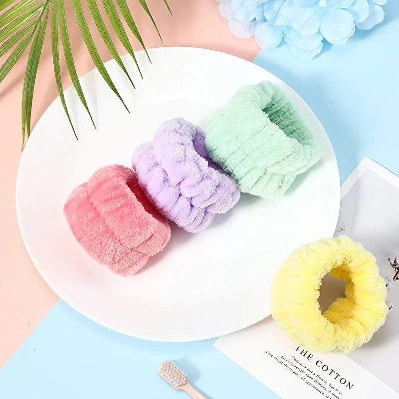 Pulseiras de microfibra macia para skincare